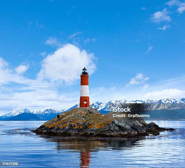 Argentina Ushuaia Bay At Beagle Channel With Les Eclaireurs Lighthouse Stock Photo - Download Image Now