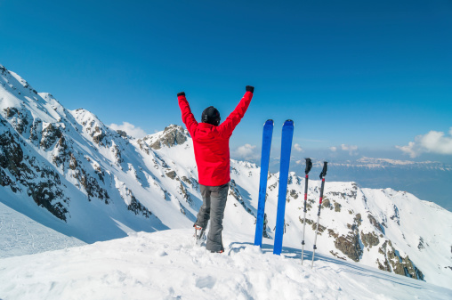 Skier Against Spectacular Mountainscape