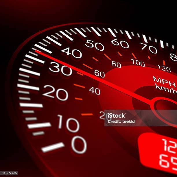 Speedometer With Red Dashboardvehicle Speed Meter Stock Photo - Download Image Now - Speedometer, Car, Speed