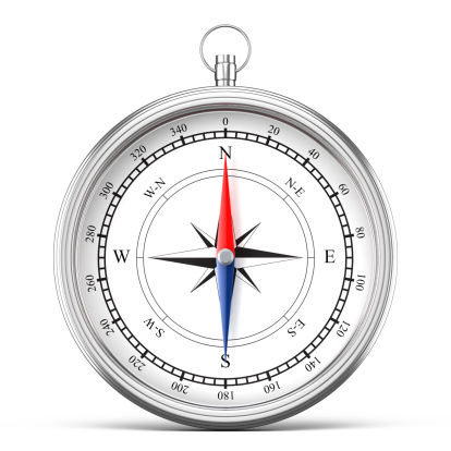 compass, measuring scale Top pointing with space to add text on white background. Business ideas, and strategy design for you.