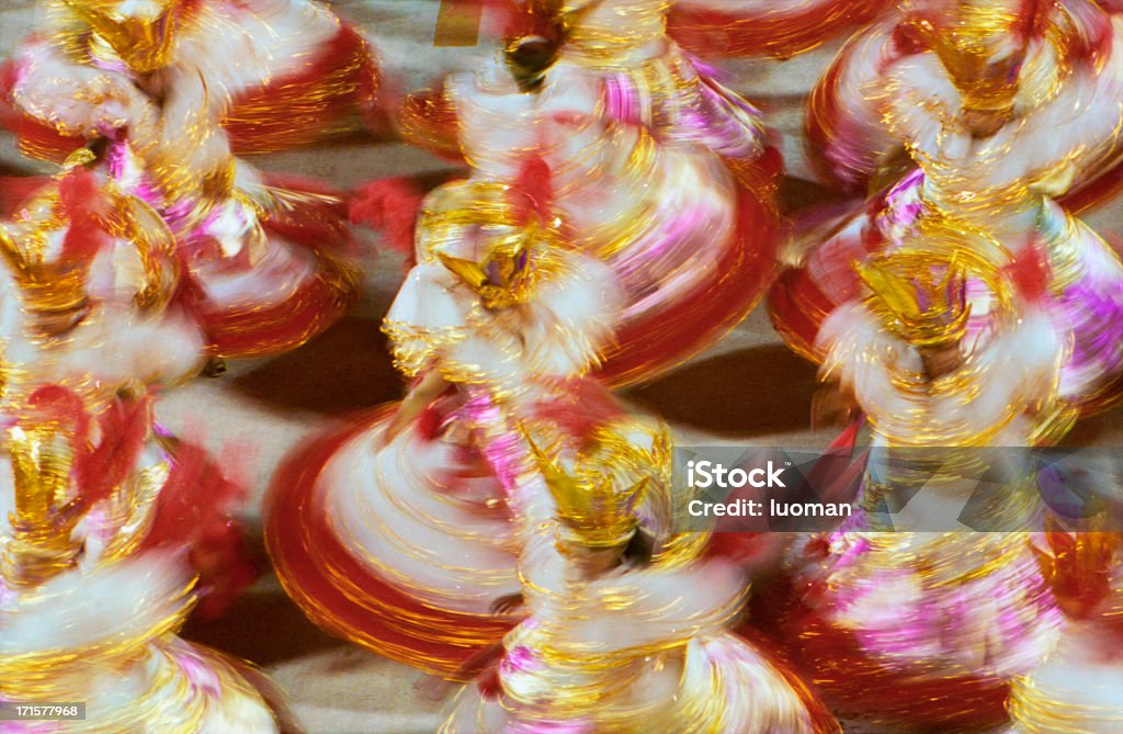 Carnival in Rio de Janeiro - Baianas Samba School Parade in Sambodromo, Rio de Janeiro. Detail of the Baianas section. Rio de Janeiro Stock Photo