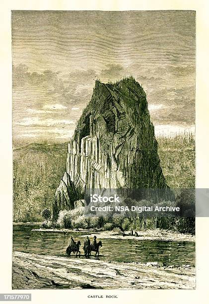 Beacon Rock Washington Holz Gravieren Stock Vektor Art und mehr Bilder von Beacon - Bundesstaat New York - Beacon - Bundesstaat New York, Bundesstaat Washington, Illustration