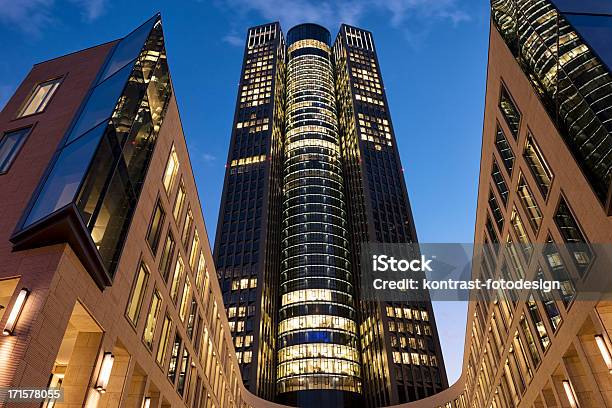 Skyscraper At Dusk Frankfurt Germany Stock Photo - Download Image Now - Tower 185, Architecture, Building Exterior