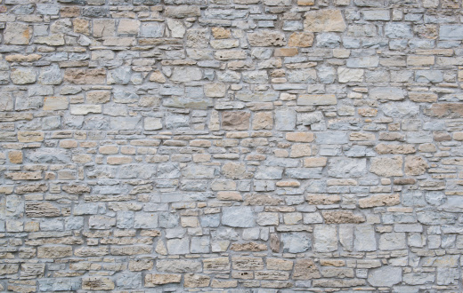 Wide shot of a plain limestone wall