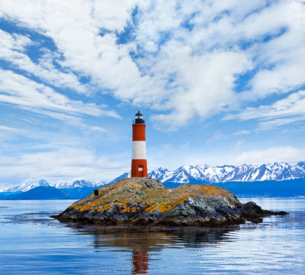 Les Eclaireurs Lighthouse is located near Ushuaia in Tierra del Fuego in Argentina.