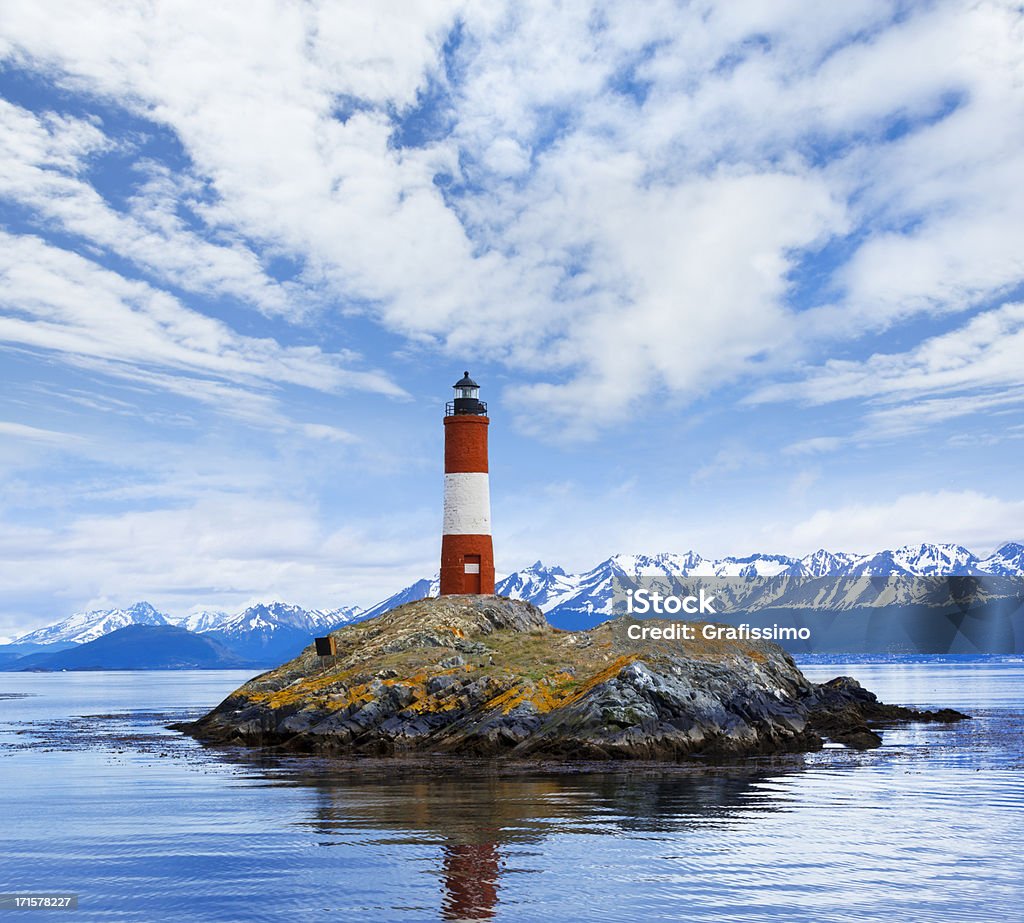 Argentina Ushuaia bay at Beagle Channel with Les Eclaireurs Lighthouse  Ushuaia Stock Photo
