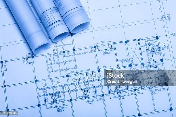 Голубой Принт — стоковые фотографии и другие картинки Планирование - Планирование, Строительная отрасль, Синий