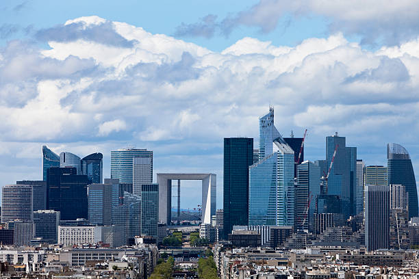Clouds Over La Defense Financial District, Paris, France stock photo