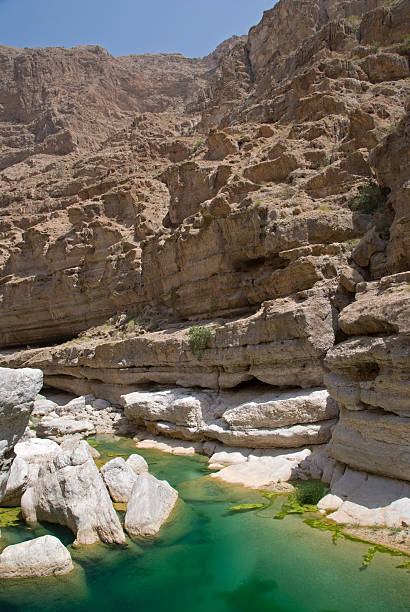 rocky wadi - wadi bani khalid стоковые фото и изображения