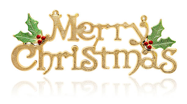 Merry Christmas (clipping path!) isolated on white background.