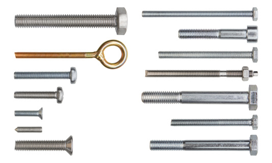 Set of fasteners. Clipping path included.