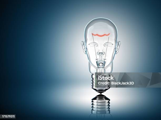 Light Bulb Head Stock Photo - Download Image Now - Light Bulb, Close-up, Ideas