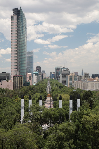 Looking along Reforma from Chapultepec Castle