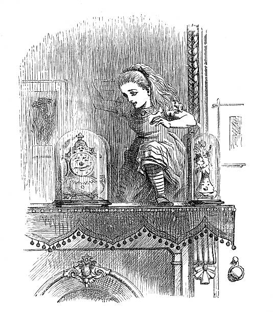 Alice - Through The Looking  Glass Through The Looking Glass And What Alice Found ThereIllustration by Sir John Tenniel (28 February 1820 aa 25 February 1914)19th Century Illustration john tenniel stock illustrations