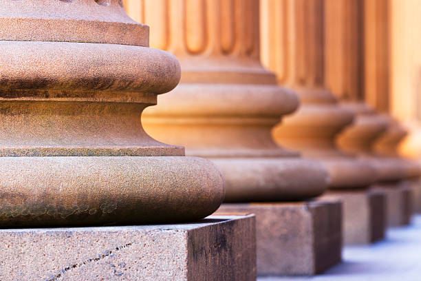 bases of marble row columns - architectonische zuil stockfoto's en -beelden
