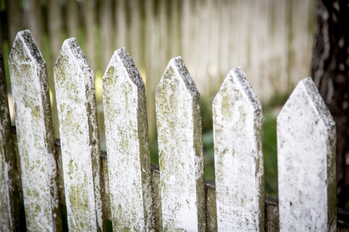 Grunge Picket Fence with dirt and moss