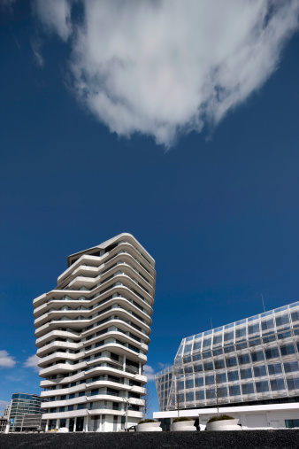 contemporary building made of concrete and glass.