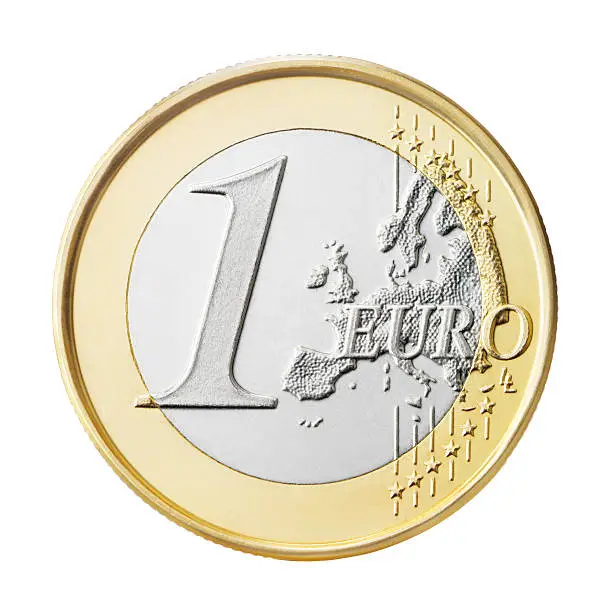 A one euro coin isolated on white background.