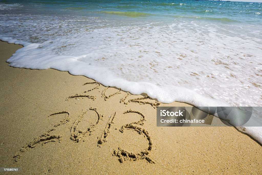 happy new year 2013 2013 washes in on  beach, adobe rgb 1998 use........... 2013 Stock Photo