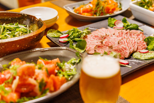 Tasty fresh beef tataki