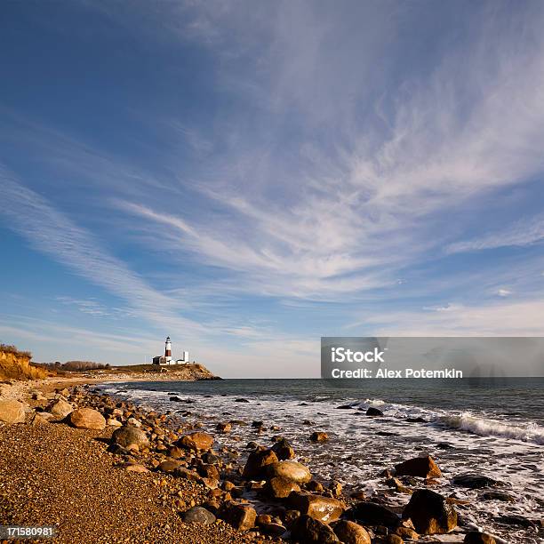 Faro En Montauk Larga Islans Foto de stock y más banco de imágenes de Panorama urbano - Panorama urbano, The Hamptons, Aire libre