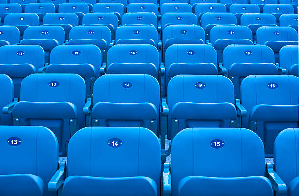 Stadium seats. Rows of blue stadium seats. bleachers stock pictures, royalty-free photos & images
