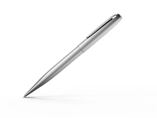 Photo of silver pen isolated on white