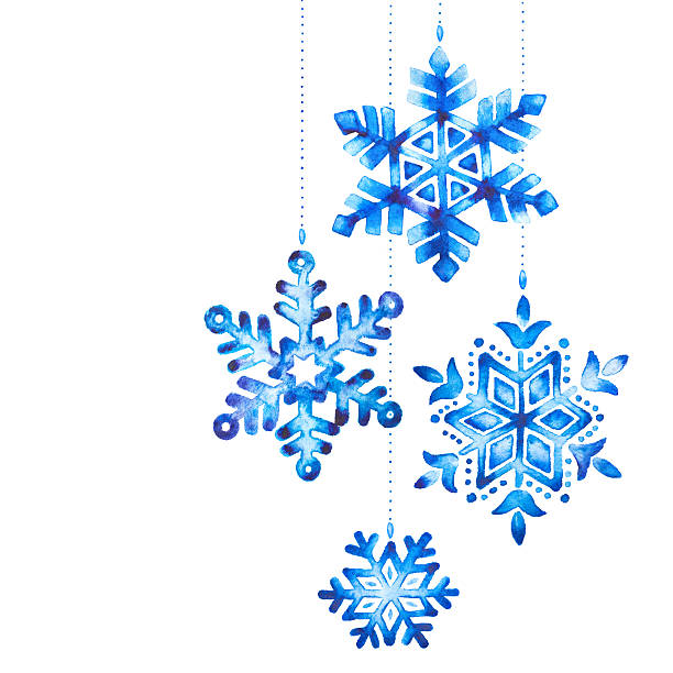 aquarell schneeflocken - snowflake winter blue paper stock-grafiken, -clipart, -cartoons und -symbole