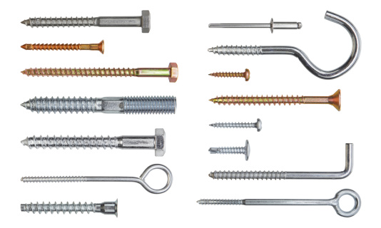 Set of fasteners. Clipping path included.