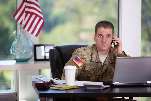 istock American Soldier in his office 171581241