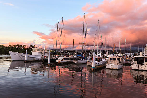 Sailing at dusk sailing boats at dusk at Launceston Tasmania, Australia launceston tasmania stock pictures, royalty-free photos & images