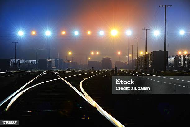 Rail Terminal Stock Photo - Download Image Now - Night, Shunting Yard, Crossroad