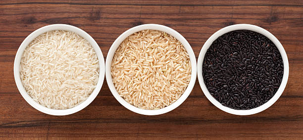 variedades de arroz - rice food processed grains bowl - fotografias e filmes do acervo