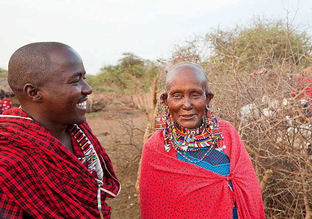 istock Maasai warrior with old female relative 171582360