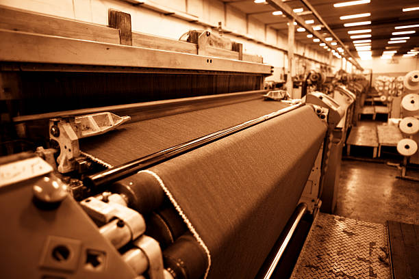 istock Denim Textile Industry - Jeans on Airjet Weaving Looms 171582470