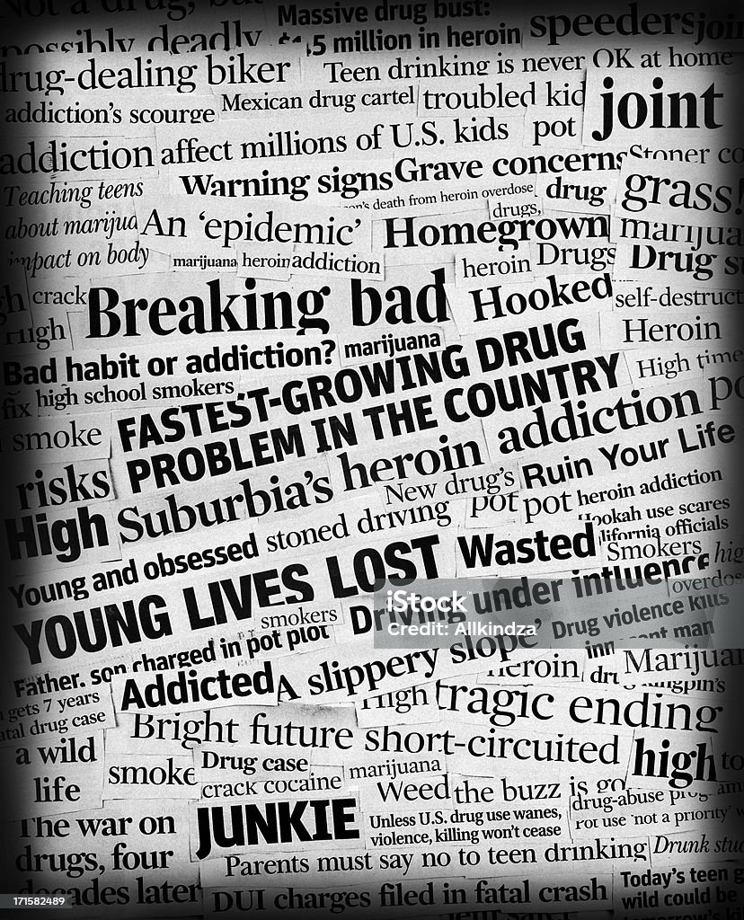 Toxicodependência headline colagem - Royalty-free Jornal Foto de stock
