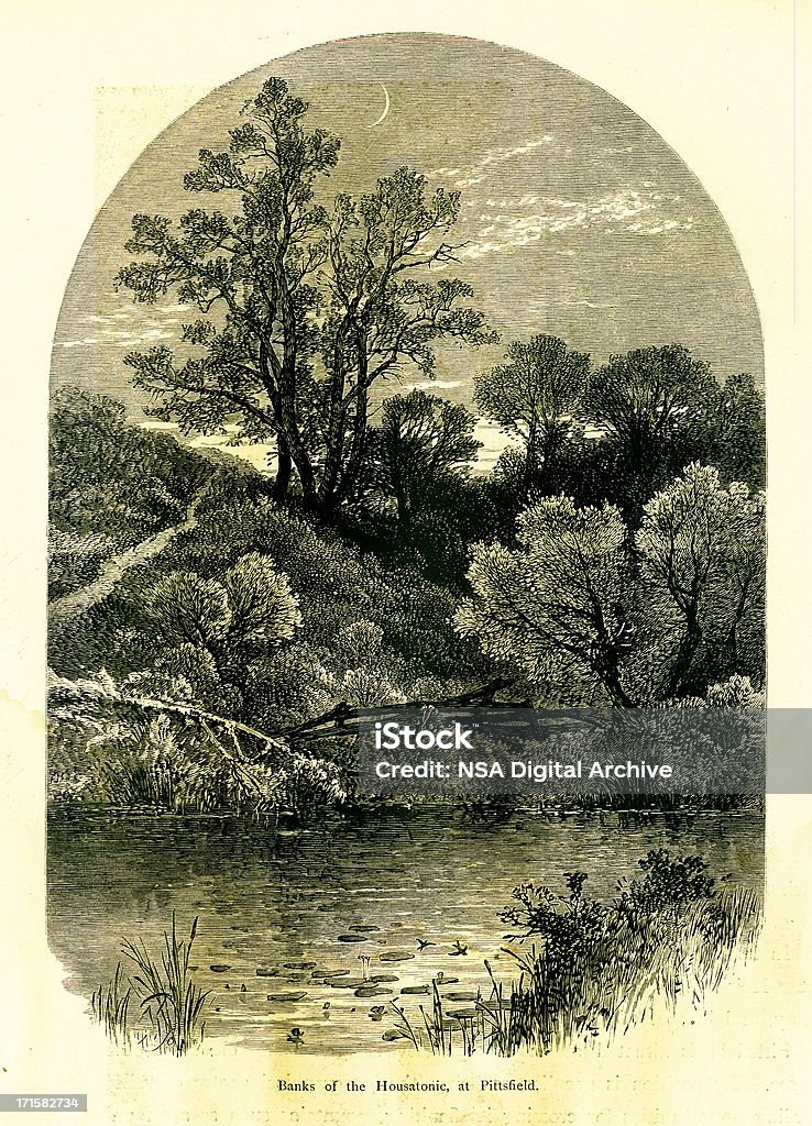 Berges de la rivière Housatonic de Pittsfield, Massachusetts, bois - Illustration de Massachusetts libre de droits