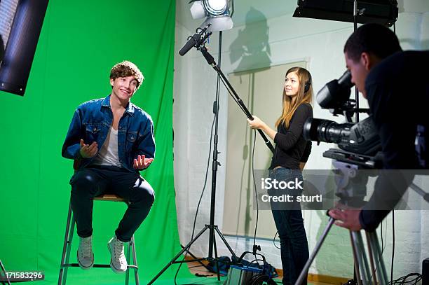 Media Student Being Interviewed Stock Photo - Download Image Now - Home Video Camera, Filming, Chroma Key