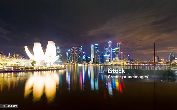 Vista Panorámica Del Paisaje Urbano De Singapur Foto de stock y más banco de imágenes de Agua - Agua, Aire libre, Ajardinado