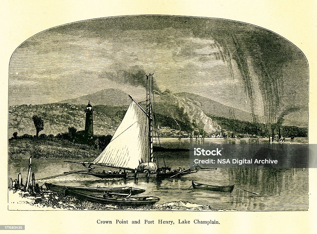Crown Point i Port Henry, Nowy Jork/historyczne Ilustracje - Zbiór ilustracji royalty-free (Ameryka)