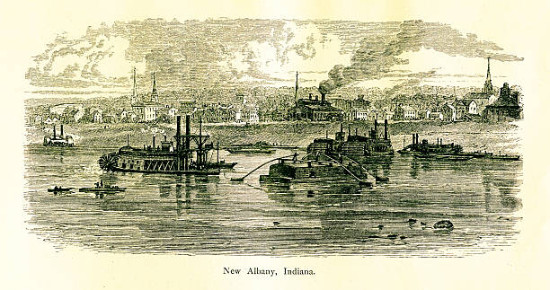 new albany, 인디애나/역사적이다 칠레식 일러스트 - ohio river valley stock illustrations