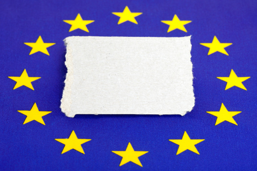 European Union Flag with Blank Note.