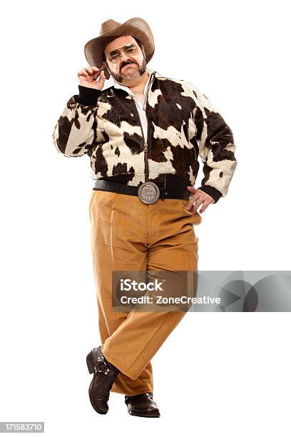 Rich Grande Graves Cowboy Pose Isolado A Branco - Fotografias de stock e mais imagens de Humor - Humor, Vaqueiro, Figura para recortar