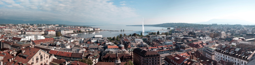 Panorama of Geneva, overlooking Geneva from the tower of a church