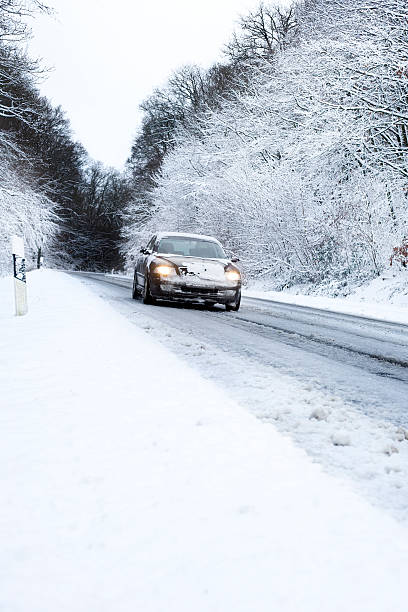 istock Winter road conditions, approaching car 171583877