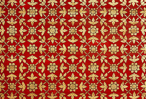 Ceiling floral motifs in an old Thai Buddhist temple.
