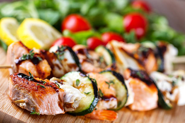 istock Fish skewers with salad 171584010
