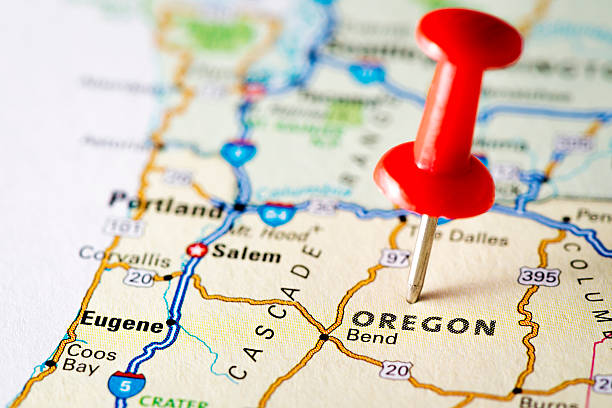 USA states on map: Oregon USA states on map: Oregon oregon us state photos stock pictures, royalty-free photos & images