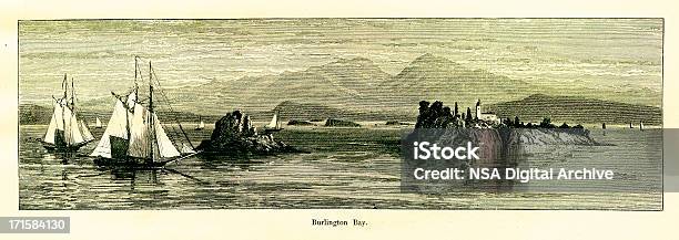 Burlington Bay Lake Champlain Vermont Historyczne American Ilustracje - Stockowe grafiki wektorowe i więcej obrazów Burlington - Stan Vermont