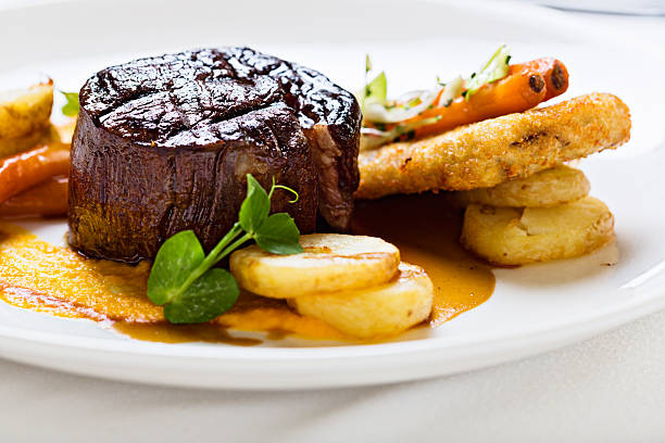 istock Griddled fillet steak with glazed vegetables 171584144